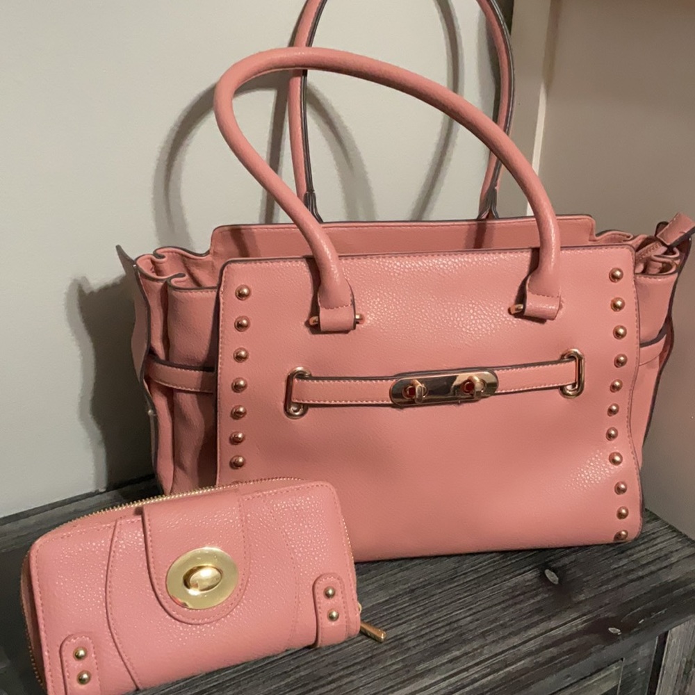 **SOLD**Charming Charlie Dusty Pink Purse with matching Wallet